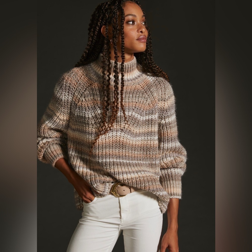 NWT ANTIK BATIK Wool Blend Striped Turtleneck Sweater Medium